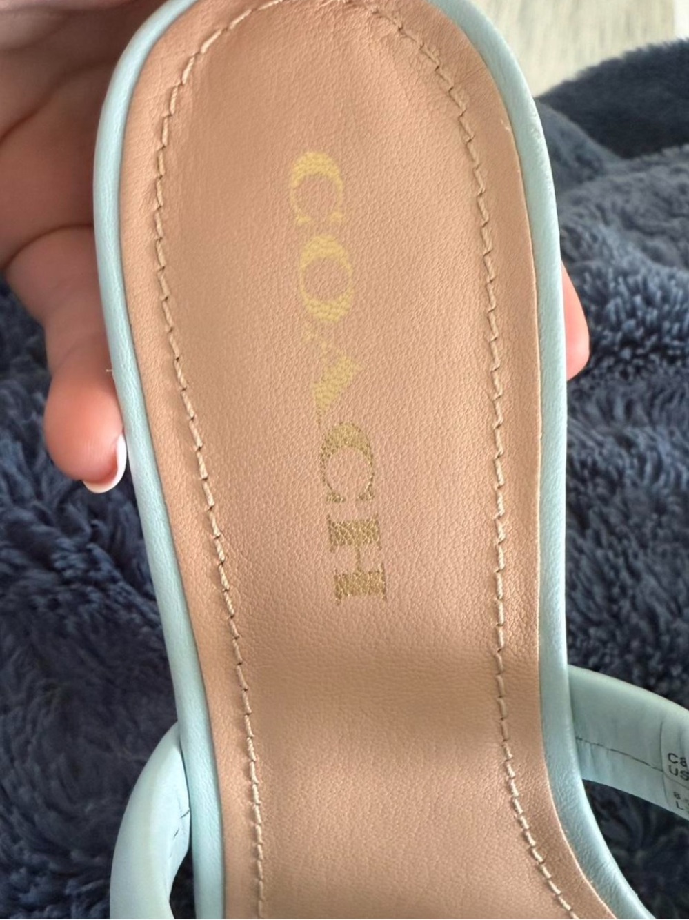 Coach Pale Blue Leather Slide Mules